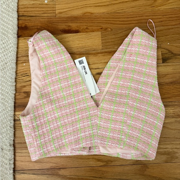 NWT Zara Green and Pink Plaid Skirt Set - Picture 6 of 7